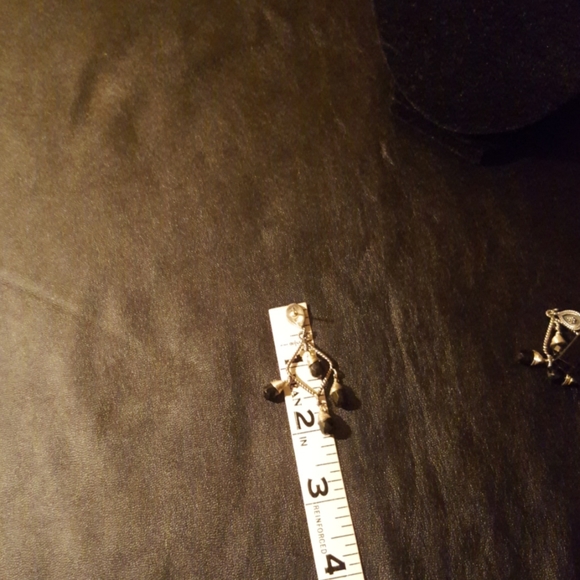 Vintage Sterling Silver Onyx Earrings - Picture 6 of 7